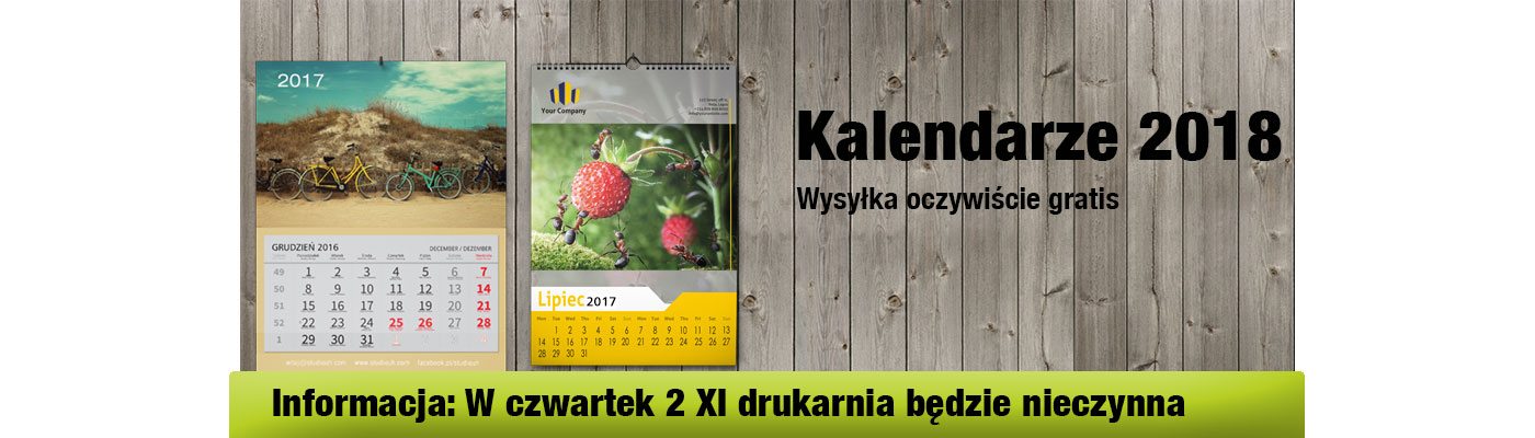 Czas pracy drukarni w listopadzie 2017
